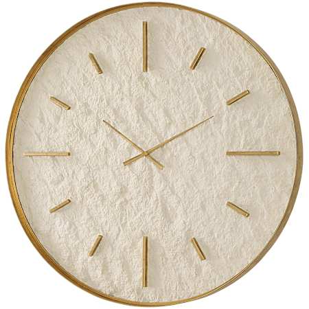Uttermost 36" Stone Serenity Iron and Stone Analog Wall Mounted Clock Antiquated Gold / Off-White