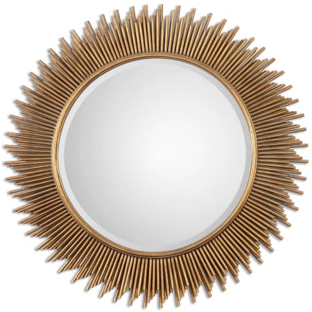 Uttermost Marlo 36" Diameter Circular / Sunburst Framed Bathroom Mirror Antiqued Gold Leaf