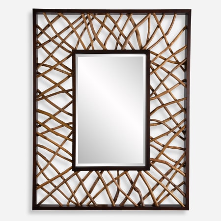 Uttermost Teak Maze 44" W x 56" H Rectangular Framed Bathroom Mirror Walnut