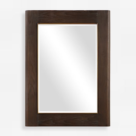Uttermost Catron 33-7/8"W x 45-5/8"H Rectangular Beveled Accent Mirror Brown