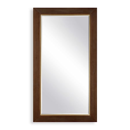 Uttermost Matheson 37-3/4"W x 68"H Rectangular Beveled Metal and Wood Veneer Framed Accent Mirror Walnut