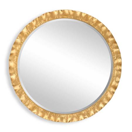 Uttermost Haya 39-3/4" Diameter Circular Beveled Metal Framed Accent Mirror Gold