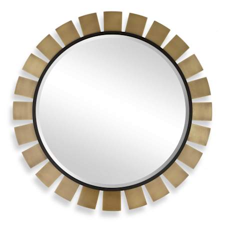 Uttermost Toluca 45" Sunburst Beveled Metal Framed Accent Mirror Plated Antique Brass
