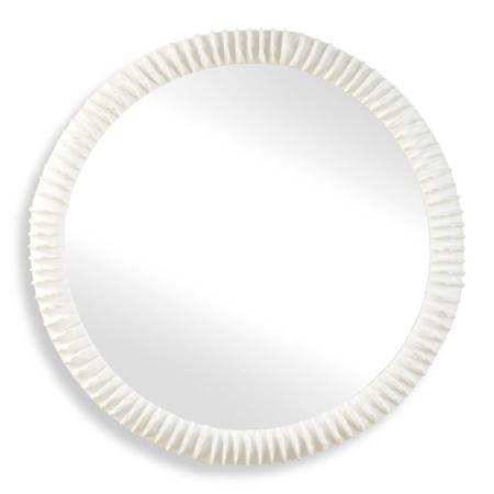 Uttermost Akiko 35-1/2" Diameter Circular Flat Ceramic Framed Accent Mirror Matte White