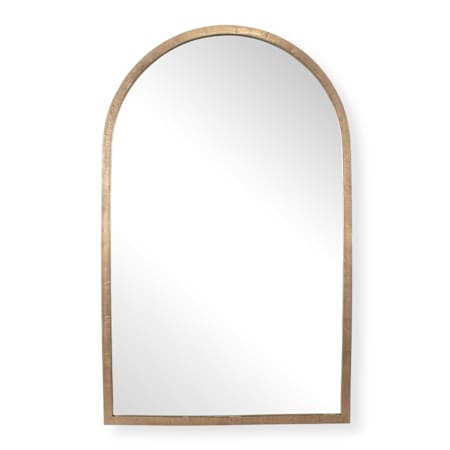 Uttermost Vestry 37-1/2"W x 60-1/4"H Arched Flat Aluminum Framed Accent Mirror Antique Brass