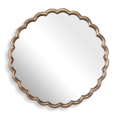Uttermost Cerrito 34" Diameter Circular Flat Aluminum Framed Accent Mirror Plated Antique Brass