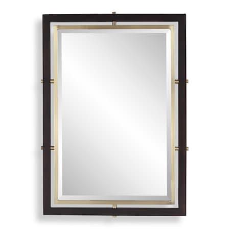 Uttermost Bach 30-3/4"W x 43-1/2"H Rectangular Beveled Framed Accent Mirror Brass / Walnut