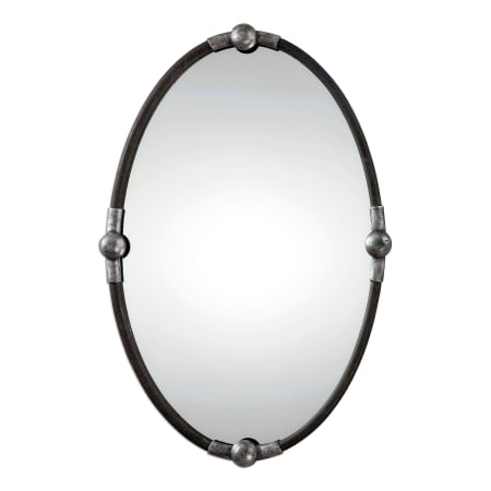 Uttermost Carrick 21-1/2" W x 32-1/4" H Oval Framed Bathroom Mirror Burnished Silver