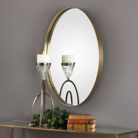 Uttermost Pursley 20" W x 30" H Oval Framed Bathroom Mirror Plated Brass