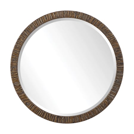 Uttermost Wayde 30" W x 26-1/2" H Circular Framed Bathroom Mirror Antiqued Gold Leaf
