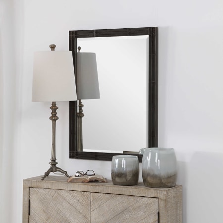 Uttermost Gower 25-1/4" W x 34-5/8" H Rectangular Framed Bathroom Wall Mirror Rustic Aged Black
