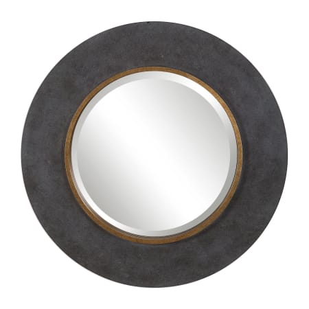 Uttermost Saul 30" Diameter Circular Wood Framed Bathroom Mirror Mottled Charcoal