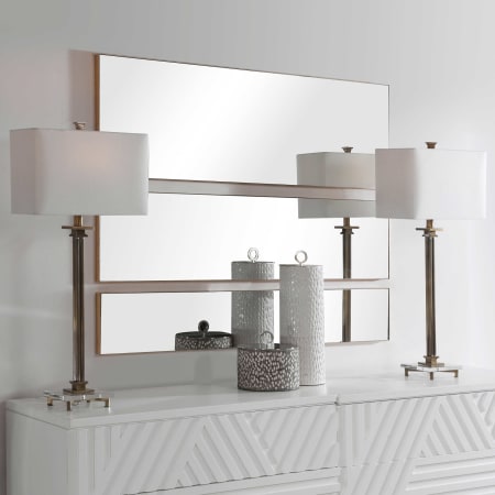Uttermost Rowling 16" W x 47" H Rectangular Metal Framed Bathroom Mirror Gold Leaf