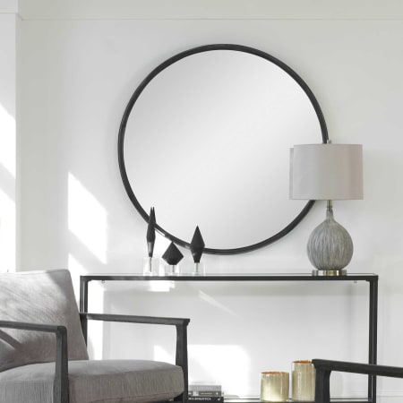 Uttermost Dawsyn 44" Diameter Circular Framed Bathroom Mirror Aged Black
