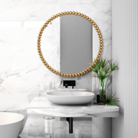 Uttermost Byzantine 42" W x 41-1/4" H Circular Framed Bathroom Mirror Antique Gold