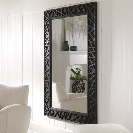 Uttermost Everest 45" W x 70" H Rectangular Framed Bathroom Mirror Satin Black