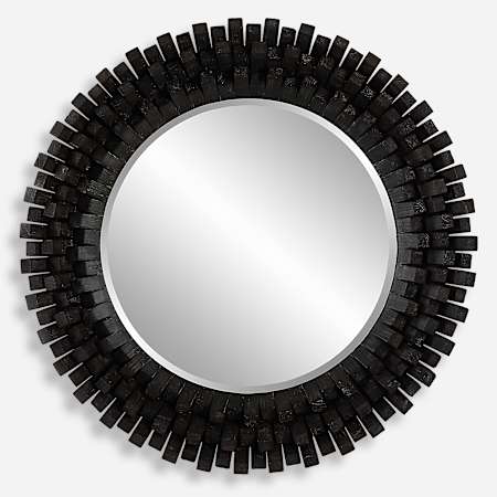 Uttermost Circle Of Piers 42-1/8" Diameter Circular Beveled Accent Mirror Black