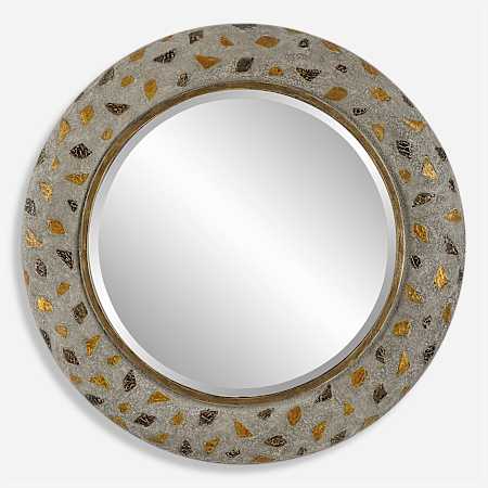 Uttermost Copper Terrazzo 35" Diameter Circular Beveled Accent Mirror Gray / Gold