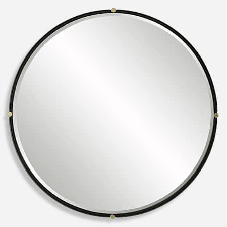 Uttermost Bonded 48-7/8" Diameter Circular Beveled Accent Mirror Black