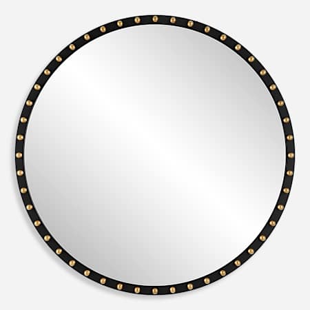 Uttermost Sele 50-3/8" Diameter Circular Flat Accent Mirror Black
