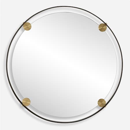 Uttermost Radius 42" Diameter Circular Framed Bathroom Mirror Bronze