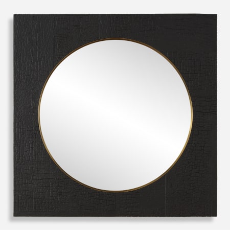Uttermost Ember 42" Diameter Circular Framed Bathroom Mirror Black
