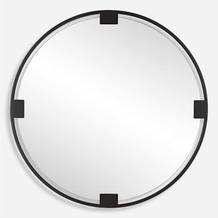 Uttermost Cornelia 42-1/2" Diameter Circular Framed Bathroom Mirror Black