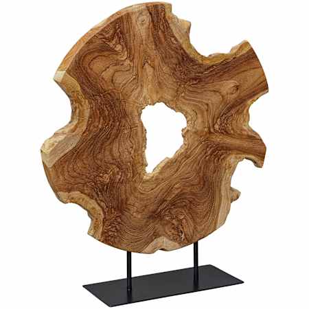 Uttermost Bahati Wood 22-13/16" Tall Metal and Teak Abstract Table Statue Black / Natural