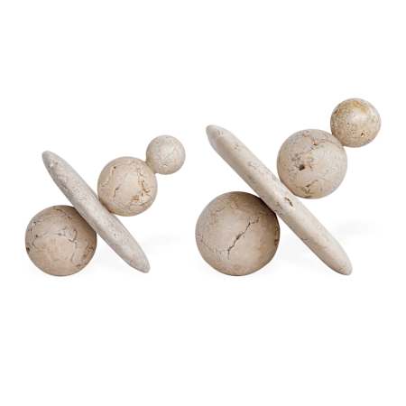 Uttermost 9.25" Tall Quarried Stone Indoor-Outdoor Sculpture - Set of 2 White / Yellow