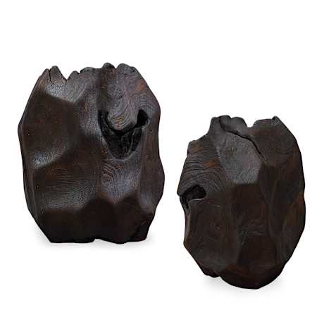 Uttermost 10.25" Tall Ember Root Teak Sculpture - Set of 2 Black