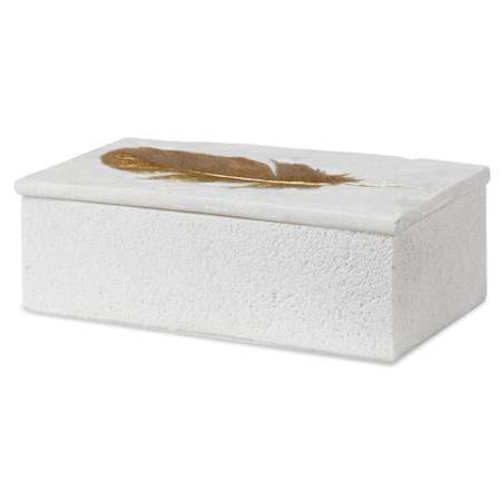 Uttermost Nephele 4-1/8" Tall Polyresin Boxes Aged White / Gold