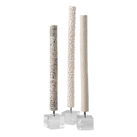 Uttermost Makira 28-3/4" Tall Ceramic and Crystal Abstract Table Statue - Set of 3 Crystal / Black / White