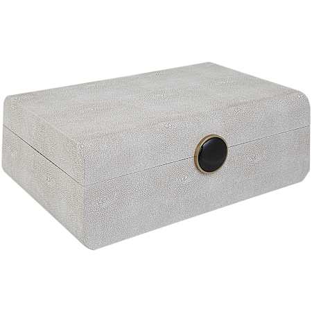 Uttermost Lalique 4-1/2" Tall MDF Boxes Brushed Antique Brass / White