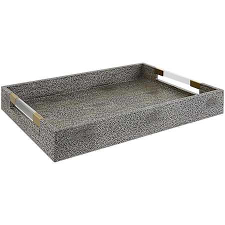 Uttermost Wessex 19" Wide Acrylic and MDF Tray Aged Gold / Clear / Gray
