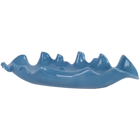 Uttermost Ruffled Feathers 24" Wide Earthenware Decorative Bowl Blue