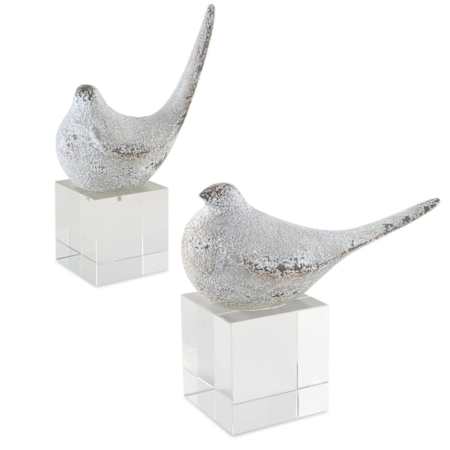 Uttermost Better Together 10-1/2" Tall Crystal and Polyresin Animals Table Statue - Set of 2 Crystal / Silver