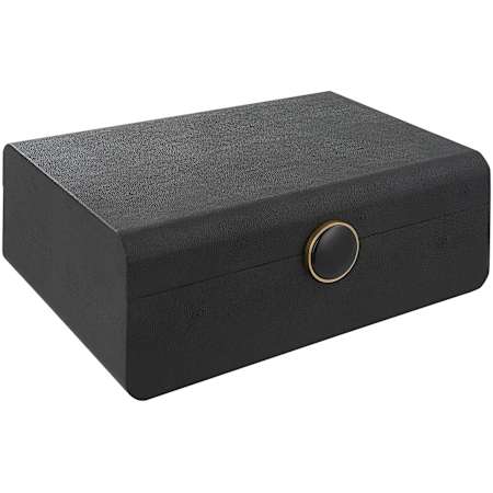 Uttermost Lalique 4-1/2" Tall MDF Boxes Brushed Antique Brass / Black