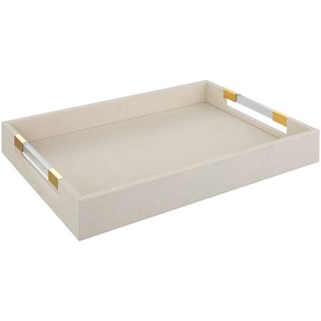 Uttermost Wessex 19" Wide Acrylic and MDF Tray Brass / Clear / White