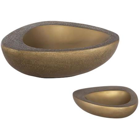 Uttermost Ovate 15" Wide Aluminum Decorative Bowls - Set of 2 Antique Brass