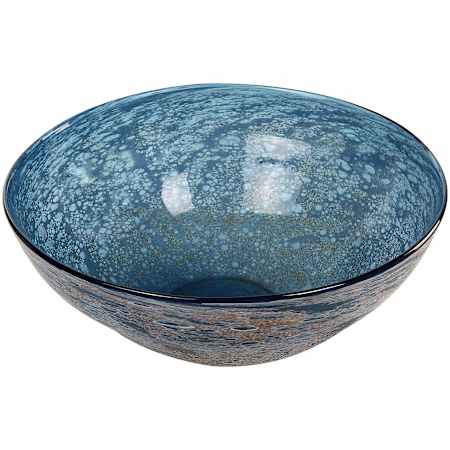 Uttermost Genovesa 14-1/4" Wide Glass Decorative Bowl Aqua / Matte Gold