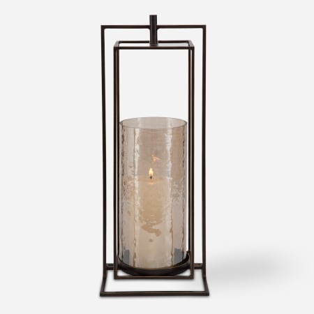 Uttermost Wenman 18.5" Tall Iron and Glass Candle Holder Dark Bronze