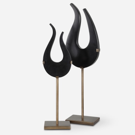 Uttermost Black Set of (2) Stone and Metal Statues Black / Brushed Brass