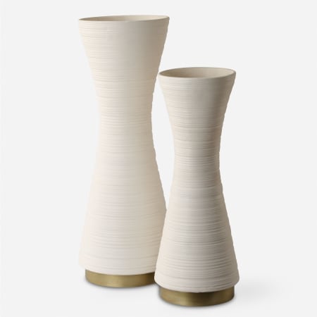Uttermost Ridgeline Ceramic Decorative Vases - Set of 2 Cream