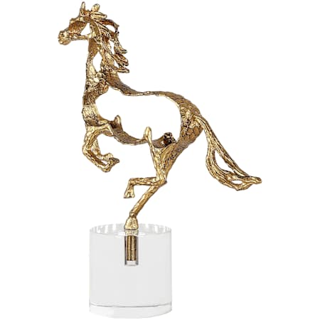 Uttermost Gallop 14-3/4" Tall Crystal and Zinc Animals Table Statue Crystal / Gold