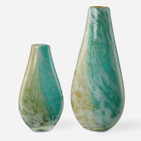 Uttermost High Tide Glass Decorative Vases - Set of 2 Teal / Amber / Gold
