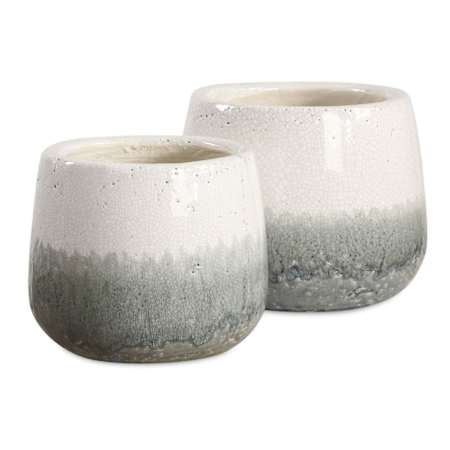 Uttermost Nimbus 6-1/4" Tall Ceramic Vase - Set of 2 Aged White / Gray