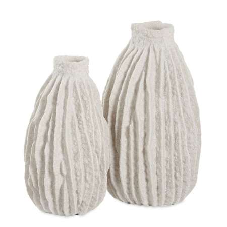 Uttermost Ivory Ridge 14" Tall Polyresin Vase - Set of 2 Ivory