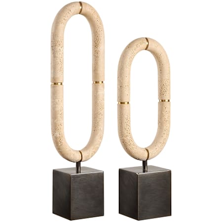 Uttermost Oval Fusion 22-1/4" Tall Resin and Steel Abstract Table Statue - Set of 2 Dark Bronze / Ivory / Gold