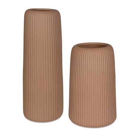 Uttermost Ridge 22" Tall Earthenware Vases - Set of 2 Light Brown