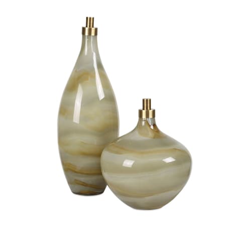 Uttermost Cascade 6-1/4" Wide Glass and Iron Bottles - Set of 2 Caramel / Ivory